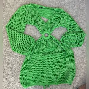 green knit coverup